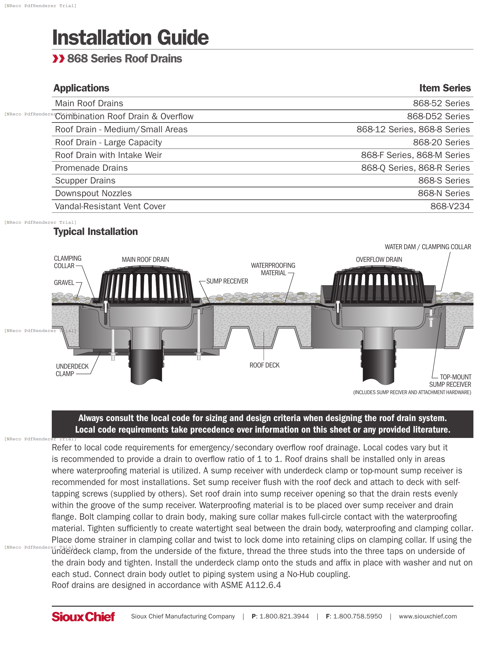 868 SERIES - ROOF DRAINS - INSTALLATION GUIDE.PDF Technical Document